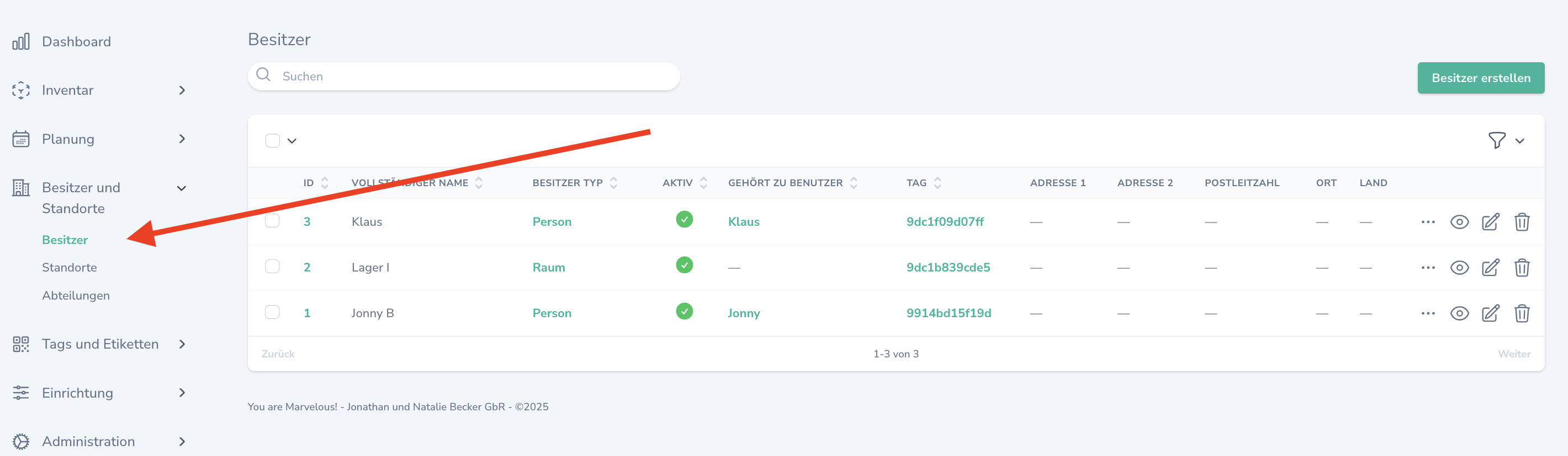 Besitzer erstellen