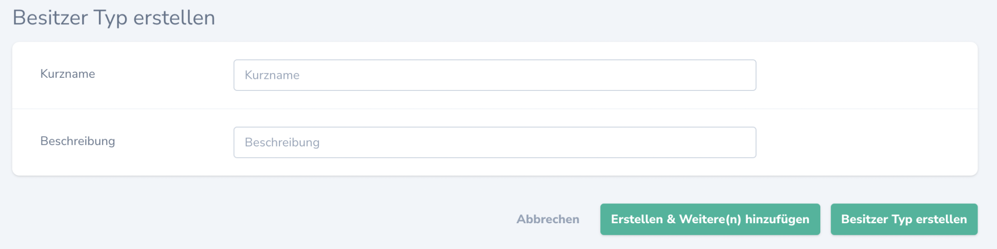 Besitzer Typ erstellen