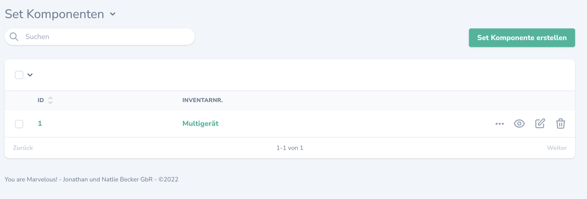 Inventarset Setkomponenten