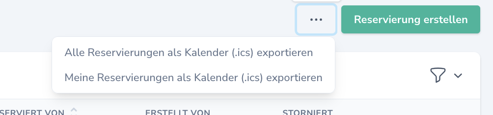Reservierung ics Export alle